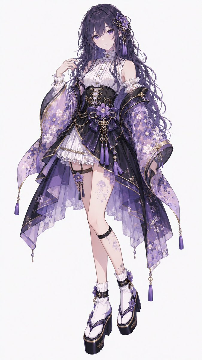 Purple Floral Wa-Modern Idol Dress AI image template preview