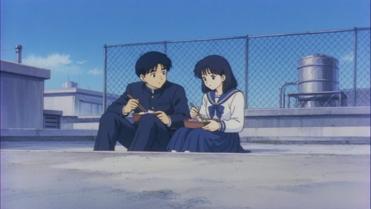 Retro Anime Rooftop Lunch Scene AI image template preview