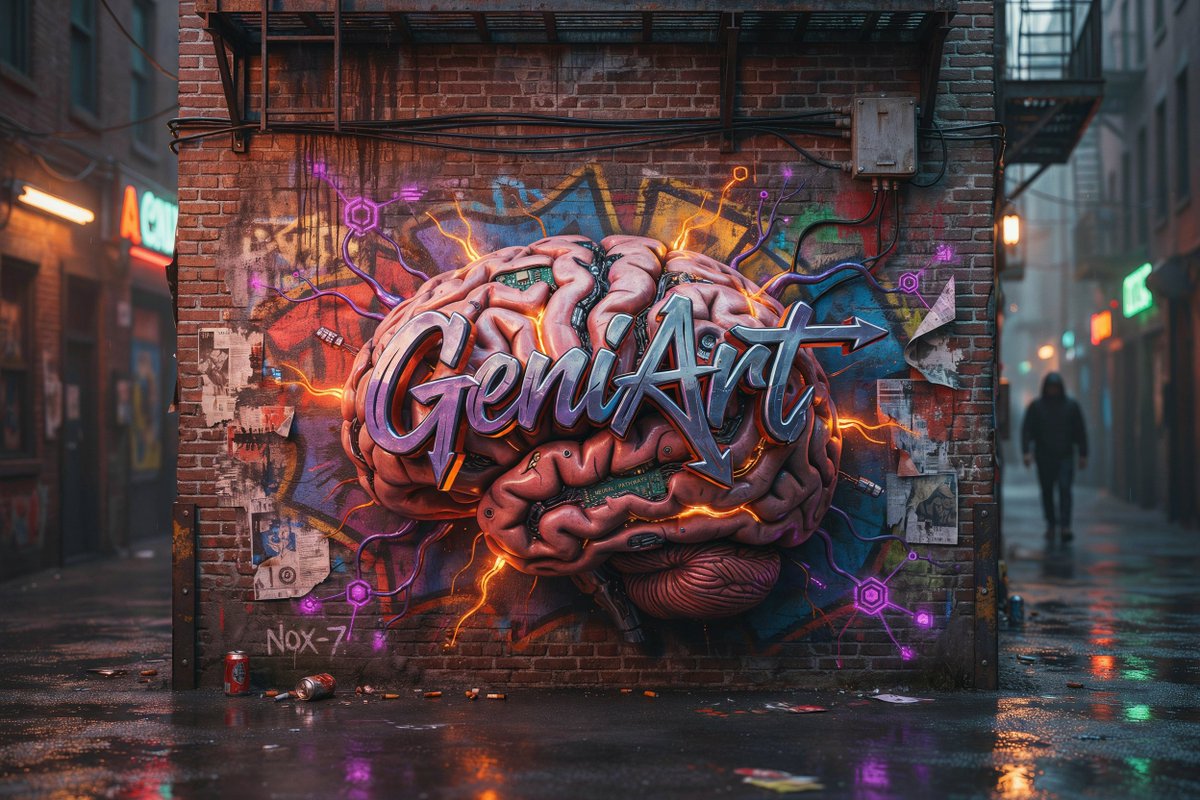 Cyberpunk Brain Graffiti Alley AI image template preview