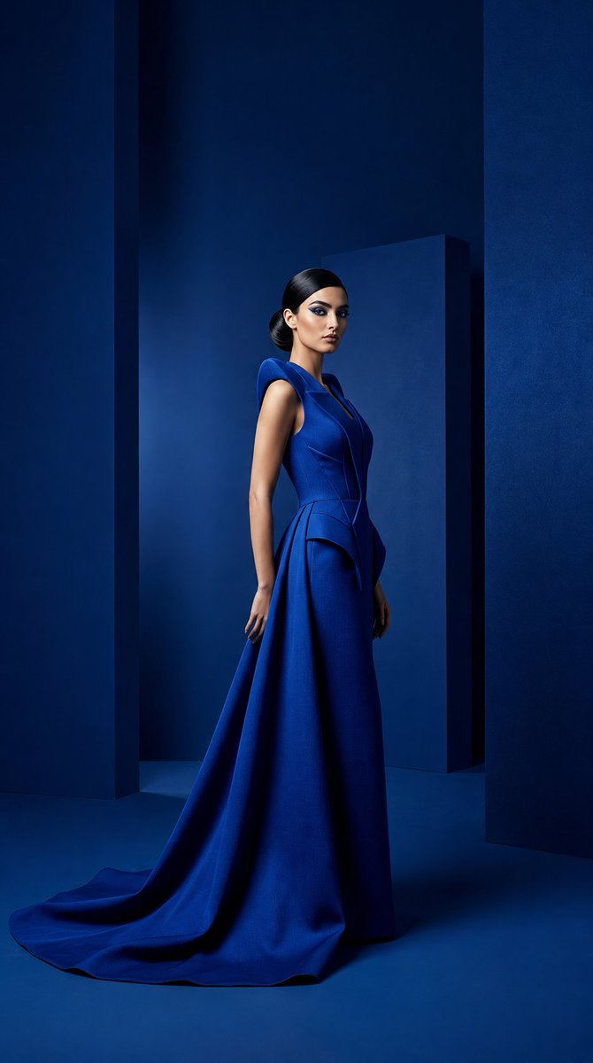 Cobalt Couture Editorial Portrait AI image template preview
