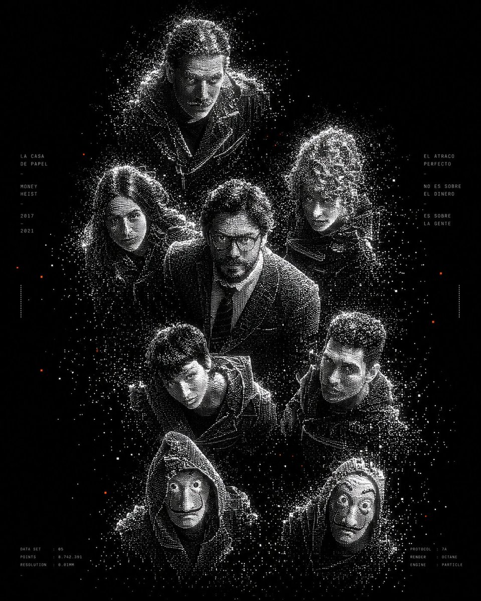 Monochrome Particle Render Art AI image template preview