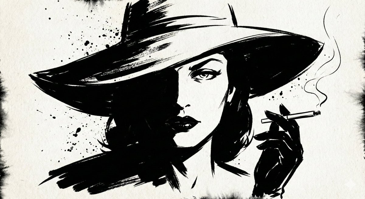 Ink Noir Splatter Portrait AI image template preview