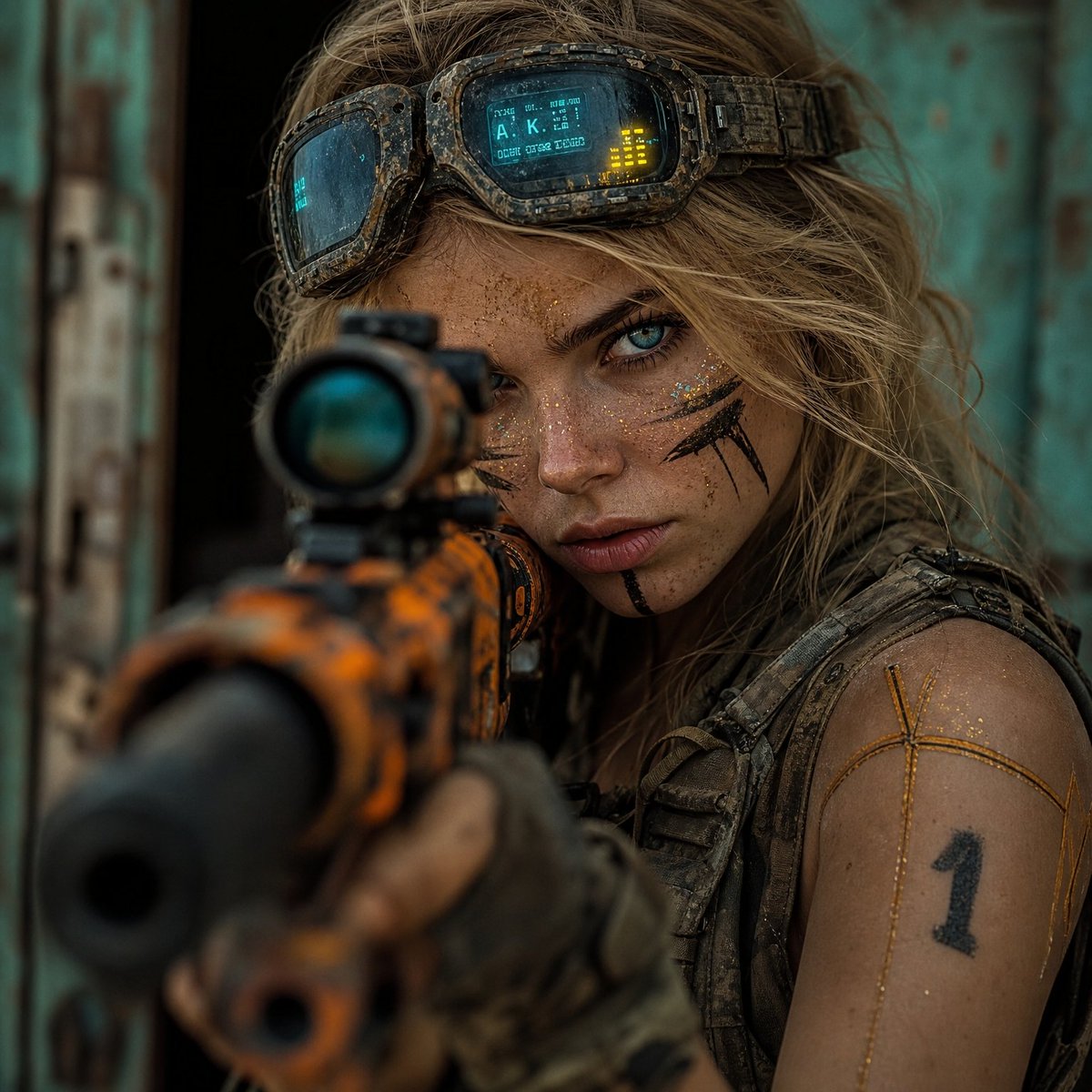 Hyper-Realistic Cinematic Rifle Portrait AI image template preview