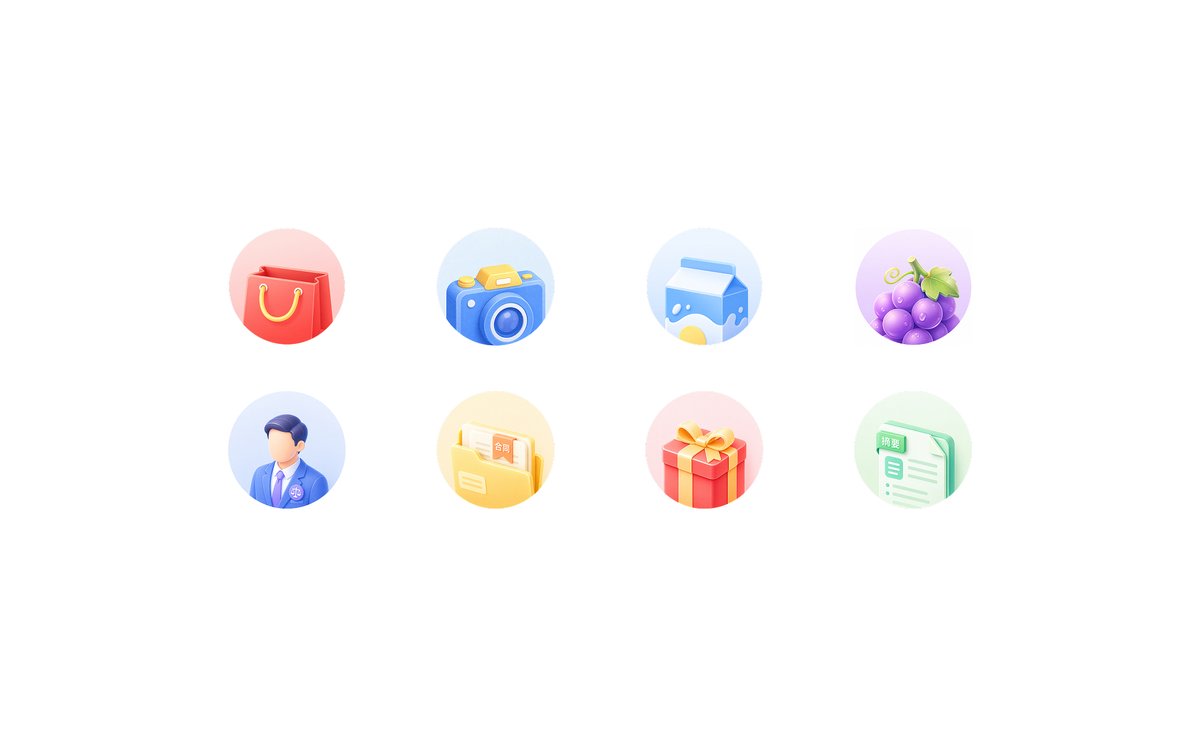 Soft 3D App Feature Icon Grid AI image template preview