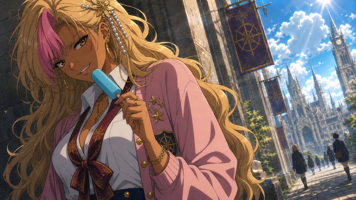 Anime Academy Girl with Popsicle example 3