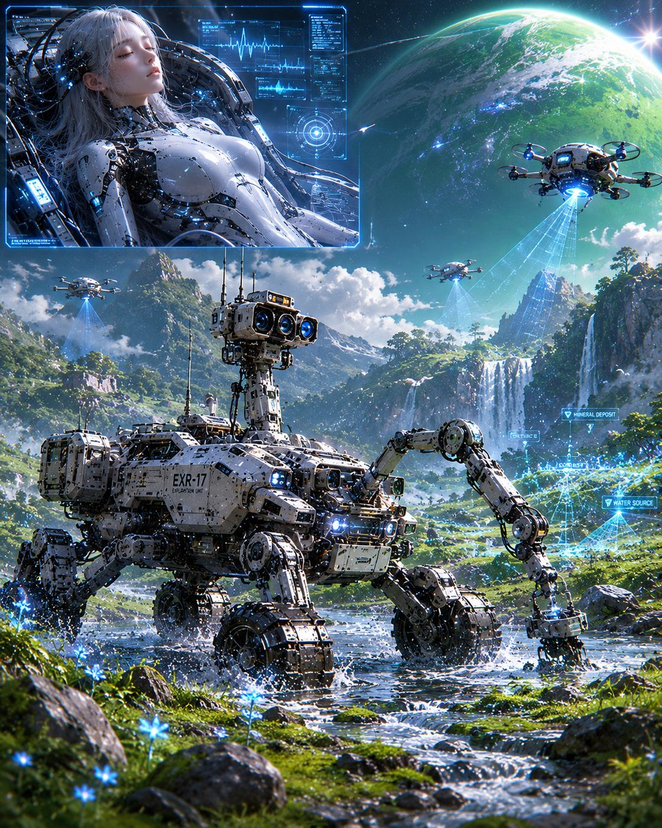 Android Spaceship Rover Exploration AI image template preview