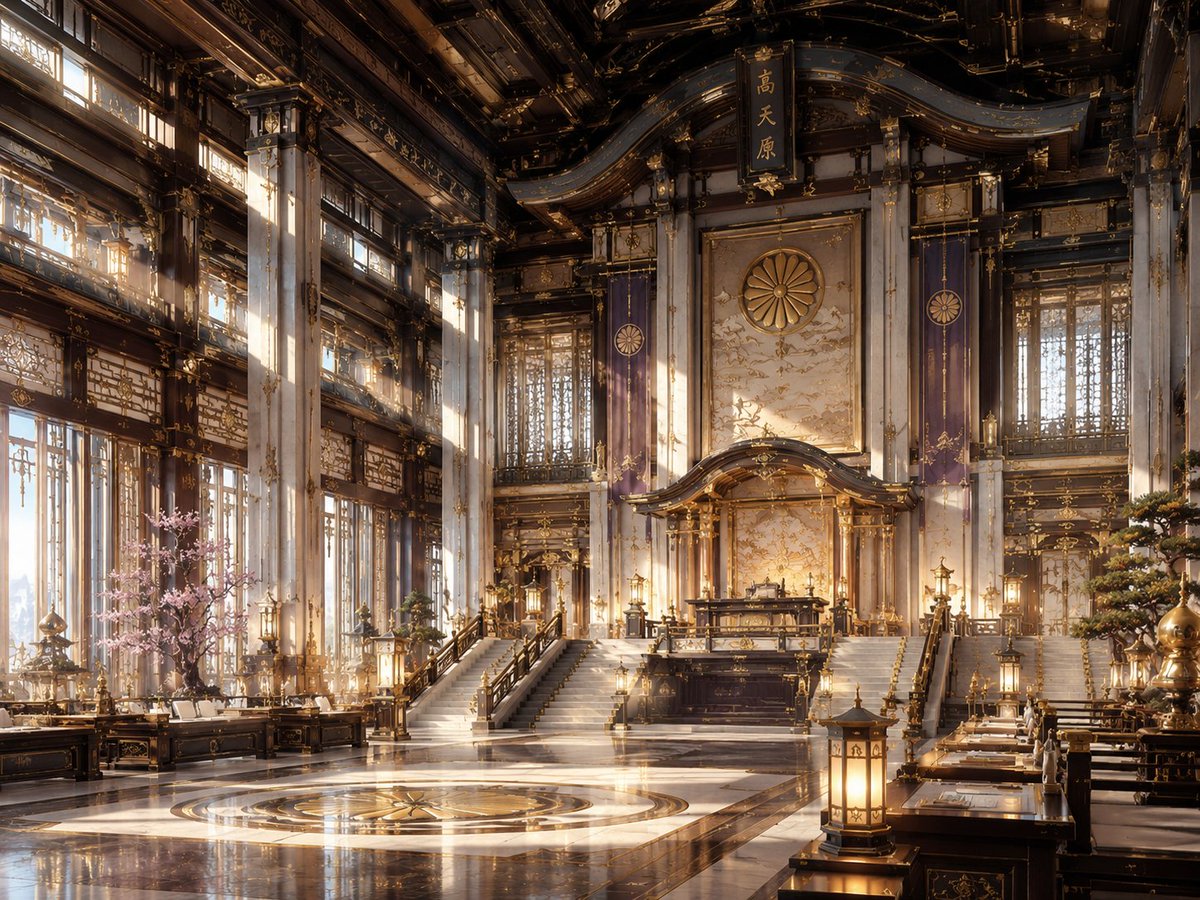 NeoNippon Imperial Throne Hall AI image template preview
