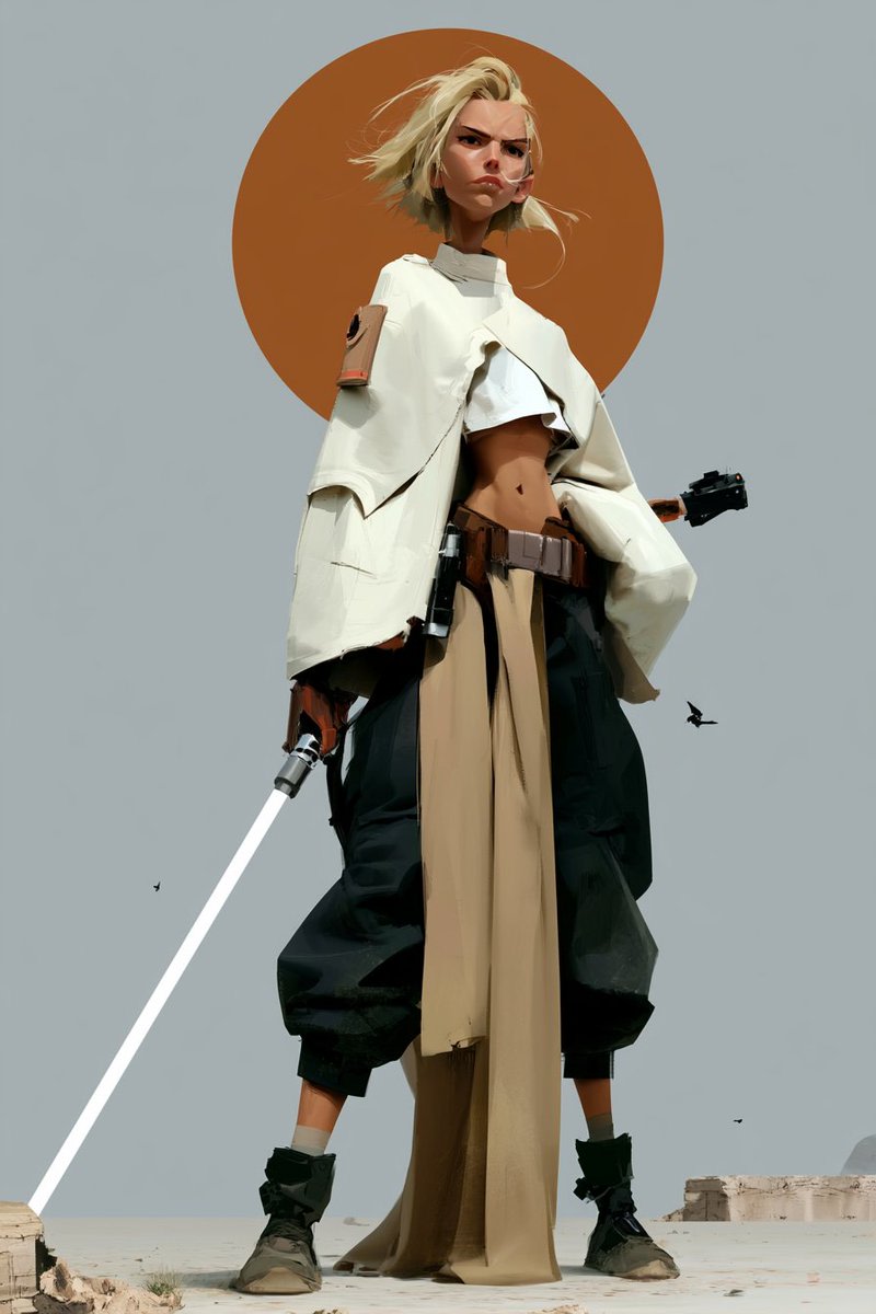 Futuristic Female Jedi Desert Portrait AI image template preview