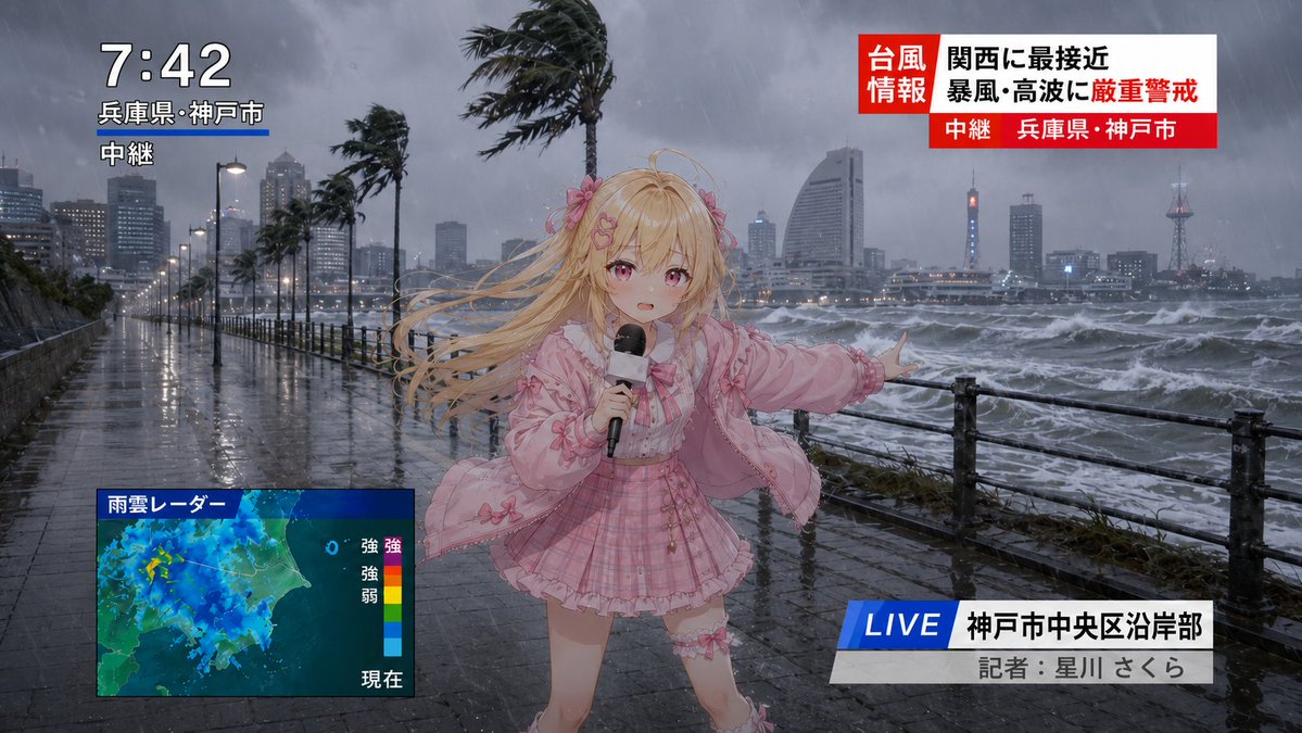 Anime Typhoon Live News Reporter AI image template preview