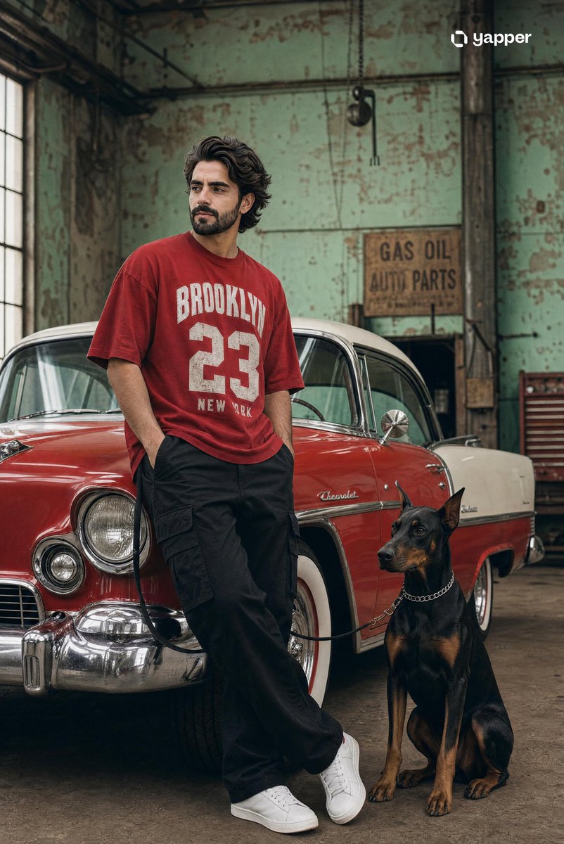 Vintage Car Streetwear Fashion Shoot AI image template preview