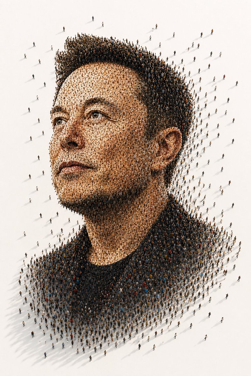 Tiny People Crowd Portrait AI image template preview