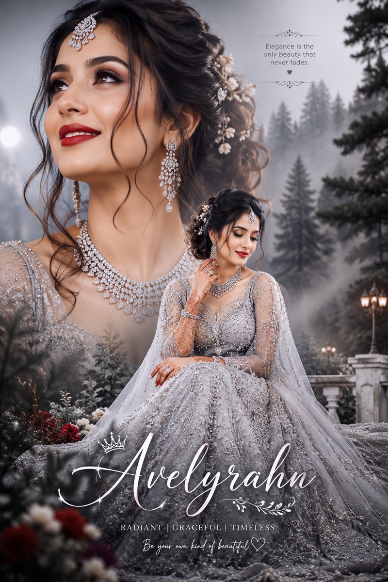 Silver Lehenga Bridal Portrait AI image template preview