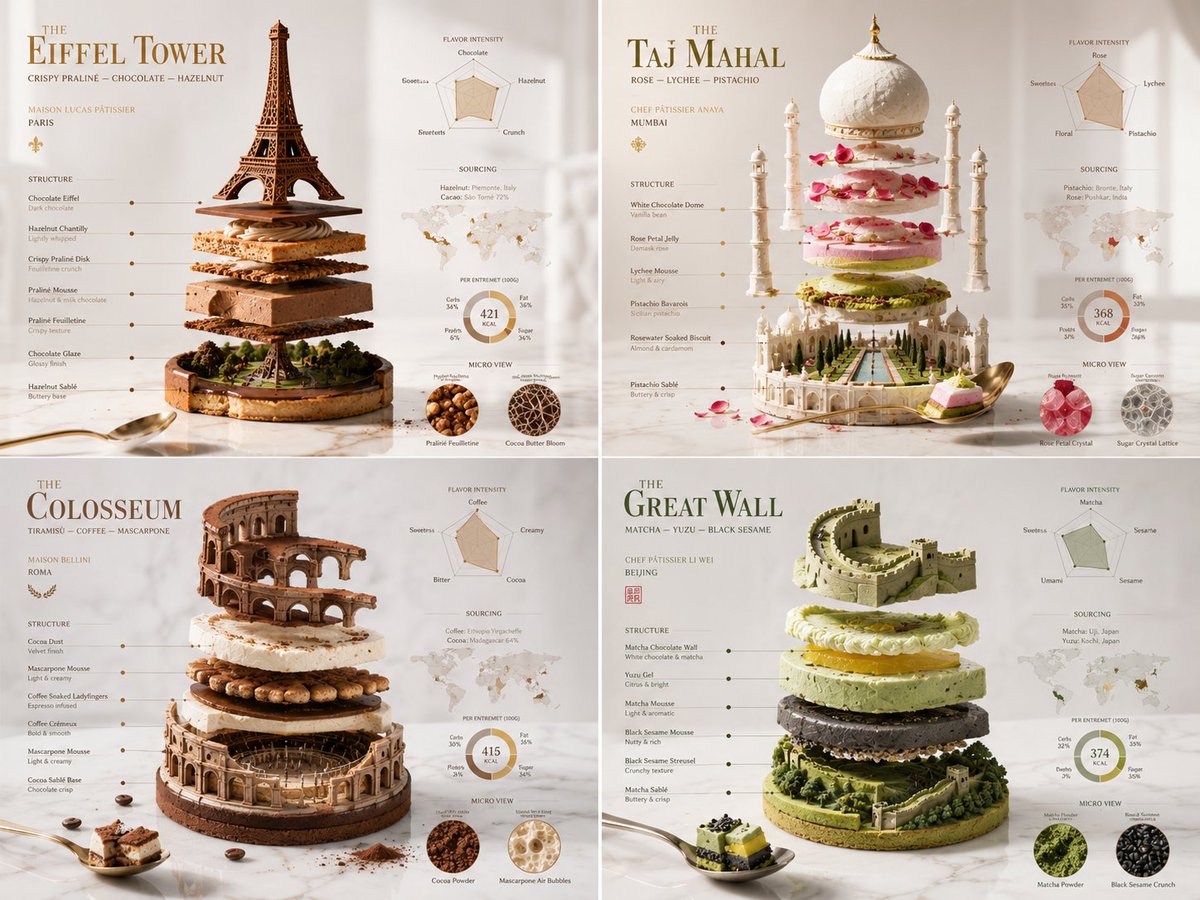 Exploded Monument Pastry Art AI image template preview