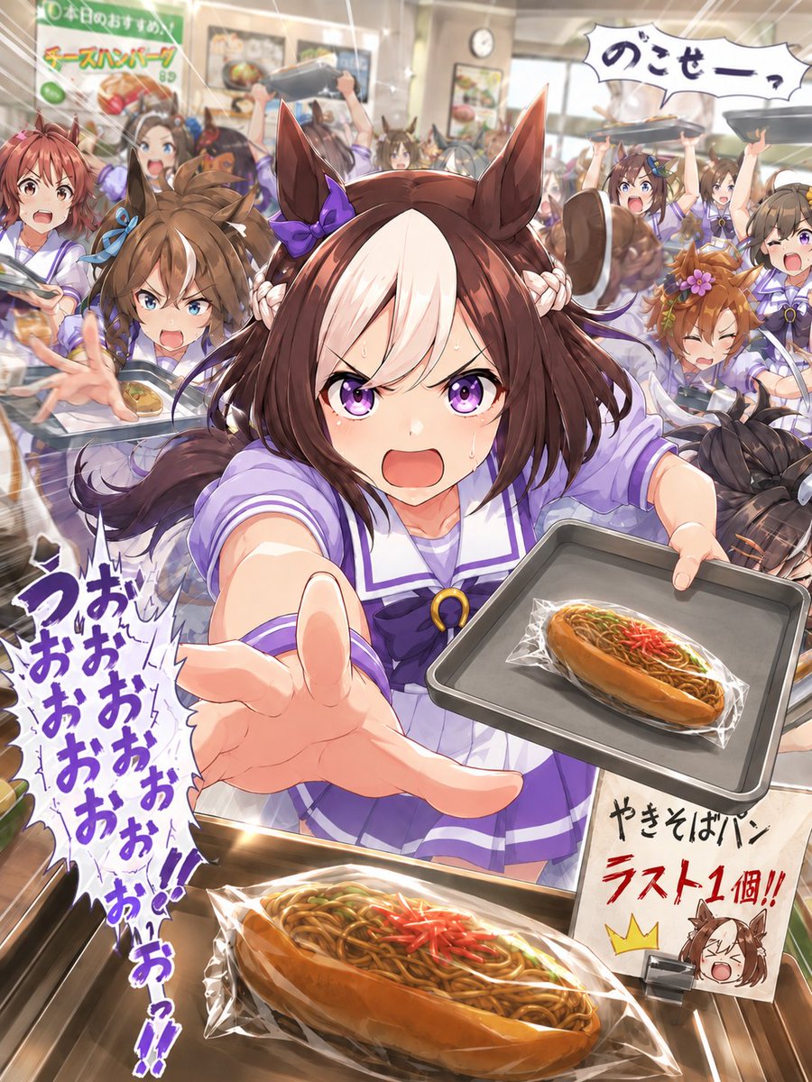 Anime Cafeteria Yakisoba Bread Rush AI image template preview