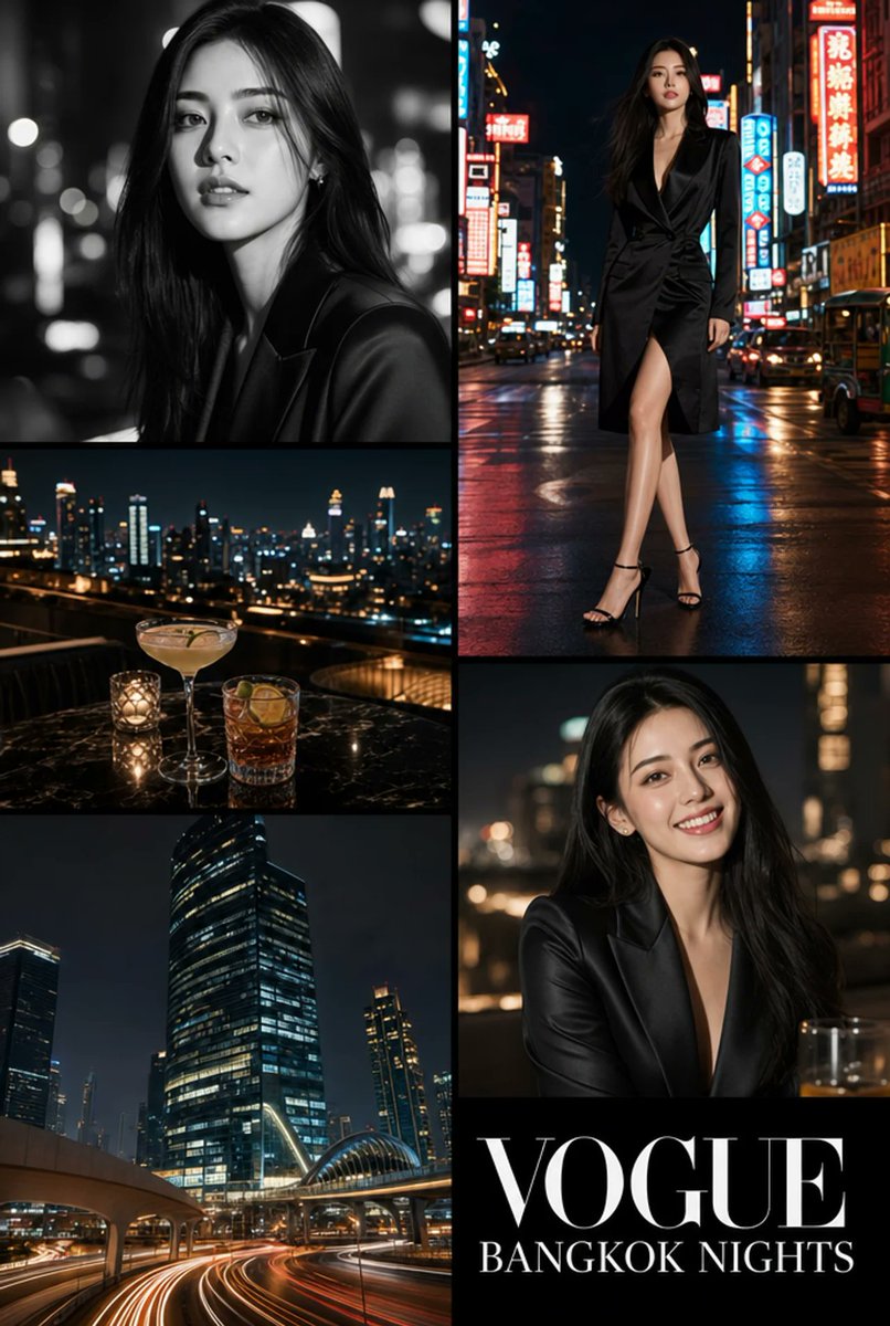Vogue Bangkok Nights Collage AI image template preview