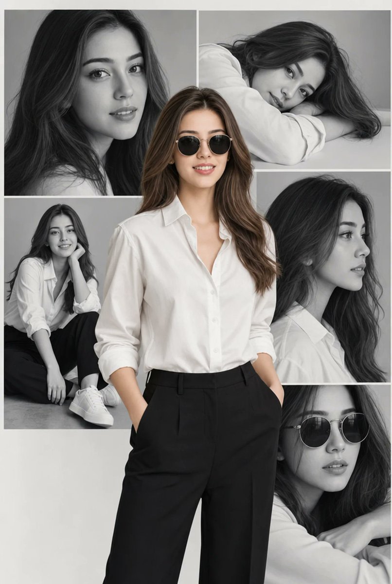 Editorial Portrait Collage AI image template preview