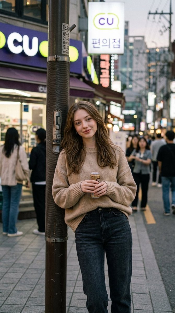 Korean Casual Fashion Portrait AI image template preview