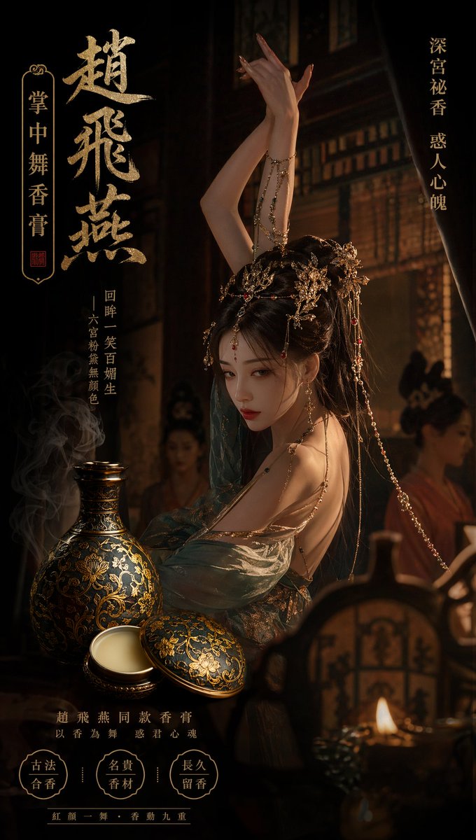 Ancient Chinese Palace Perfume Ad AI image template preview