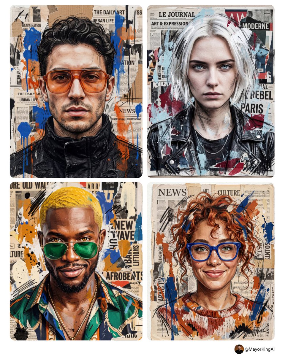 Mixed Media Sketch Portrait AI image template preview