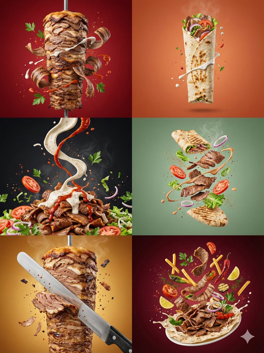 Artistic Döner Kebab Food Photography AI image template preview