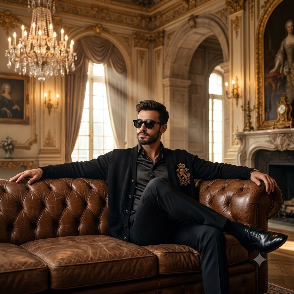 Old Money Luxury Studio Portrait AI image template preview