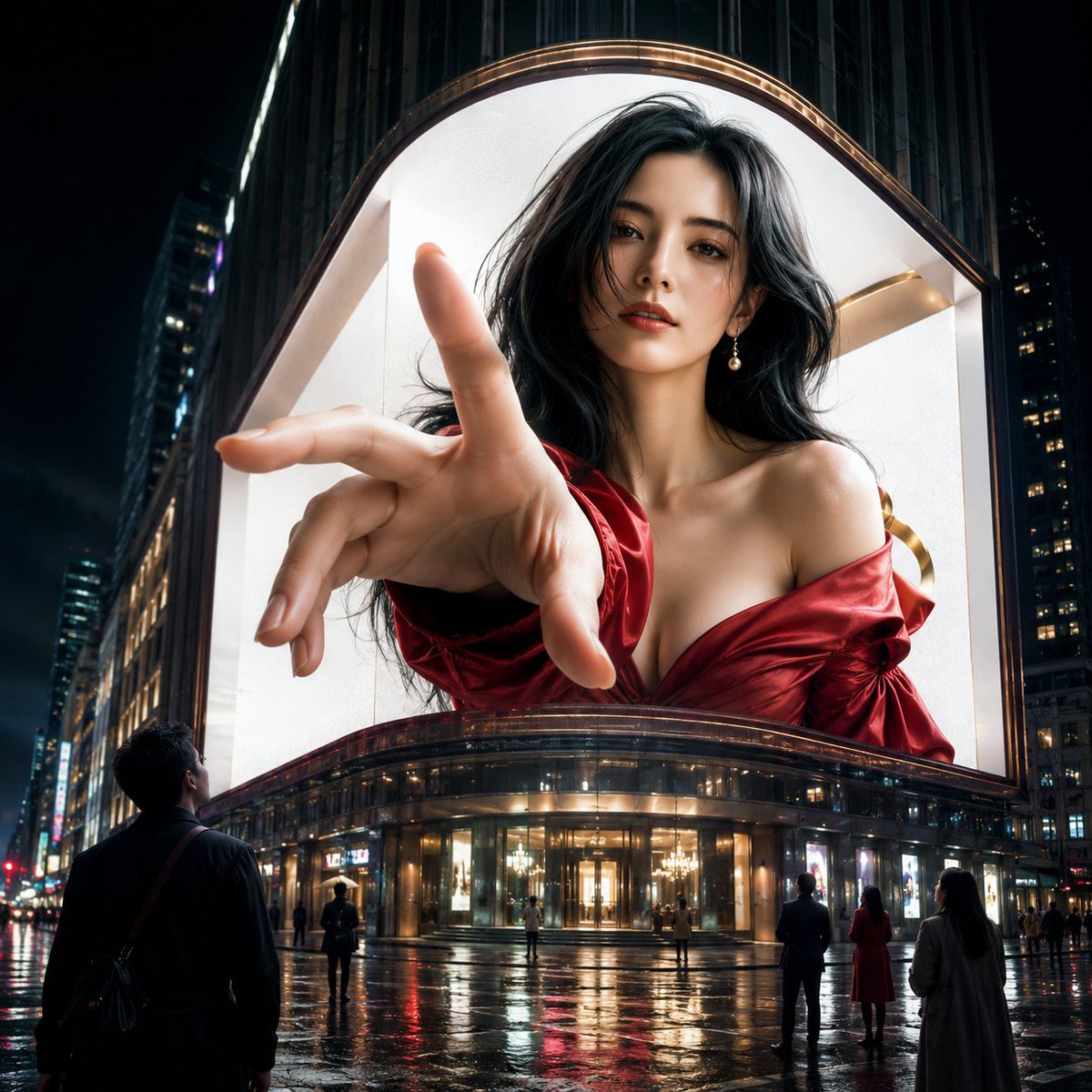Anamorphic 3D Fashion Model Billboard AI image template preview