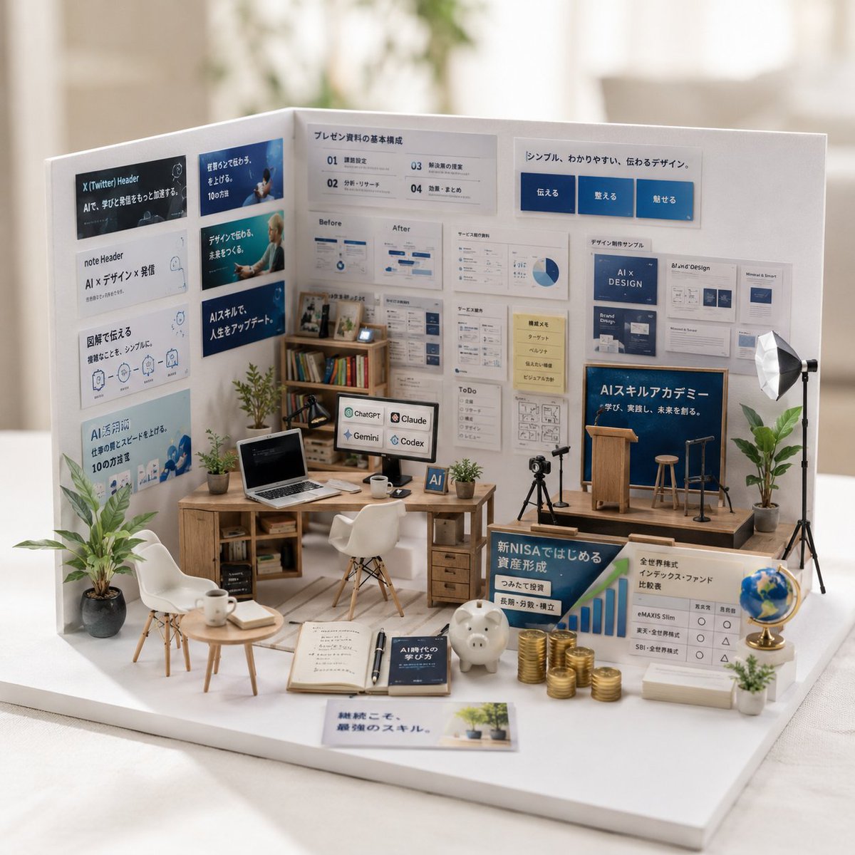 Miniature Garden Box Diorama AI image template preview
