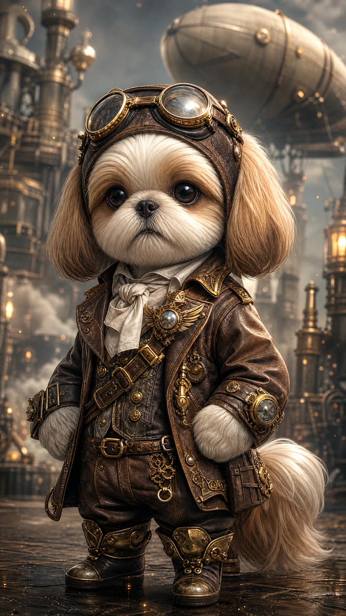Steampunk Shih Tzu Airship Pilot example 2