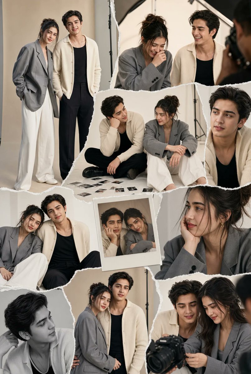 Torn-Paper Couple Studio Collage AI image template preview