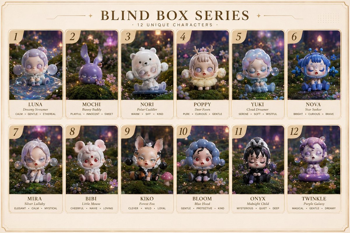 Fantasy Blind Box Character Series Poster AI image template preview