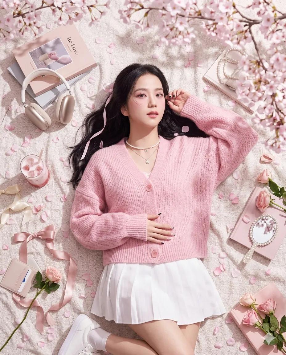 Dreamy Cherry Blossom Portrait AI image template preview