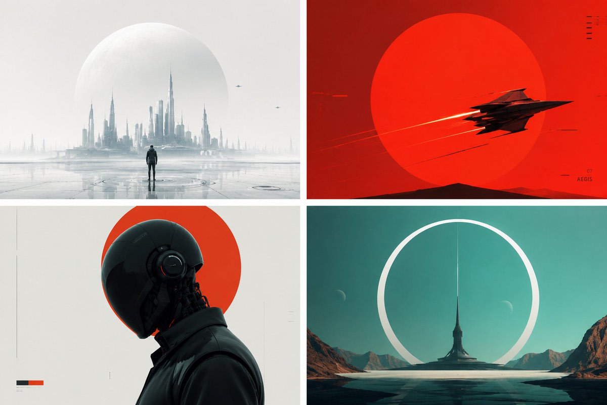 Minimalist Futuristic Concept Art AI image template preview