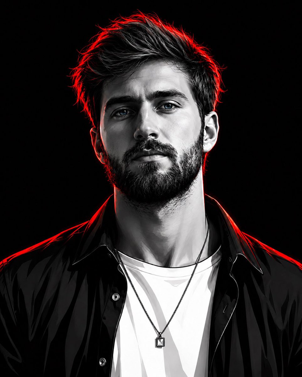 Cyberpunk Neon Rim Lighting Portrait AI image template preview