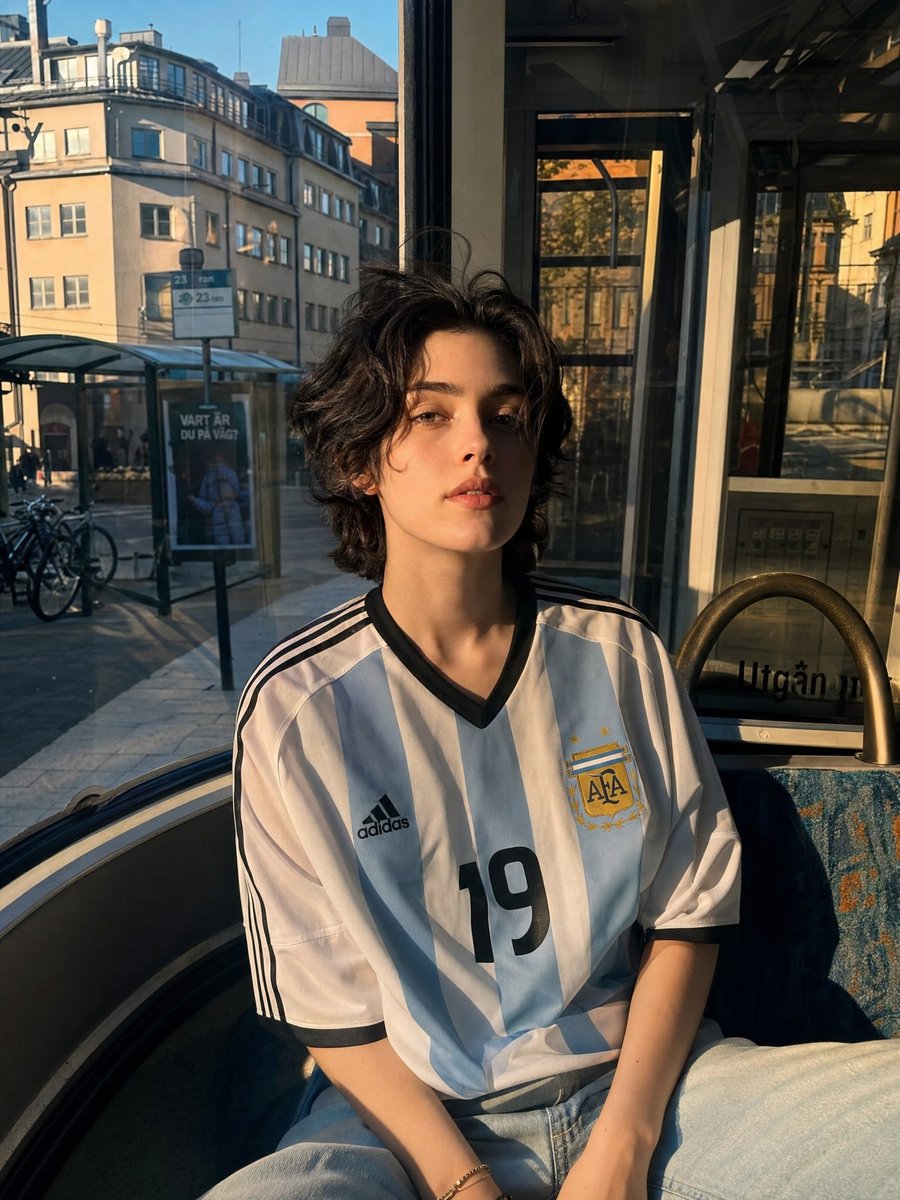 Candid Portrait in Football Jersey AI image template preview