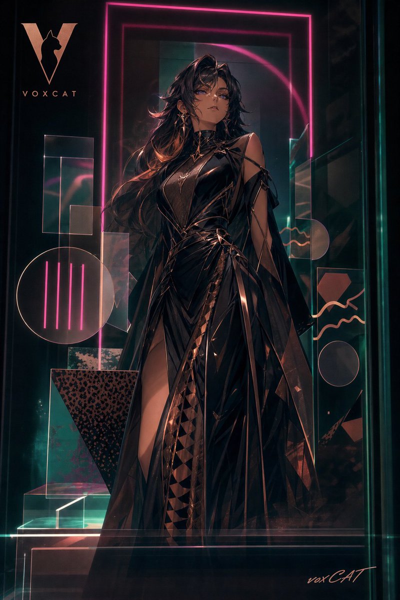Acrylic VoxCat Fashion Window Poster AI image template preview