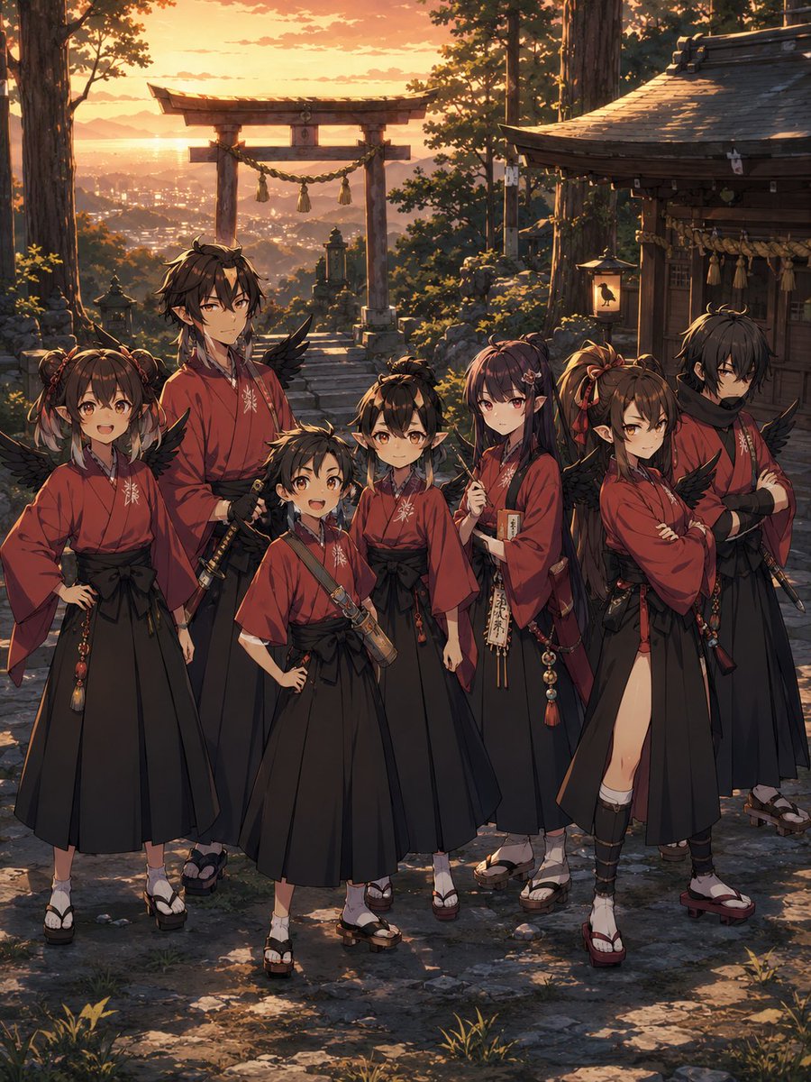 Crow Tengu Shrine Ensemble AI image template preview