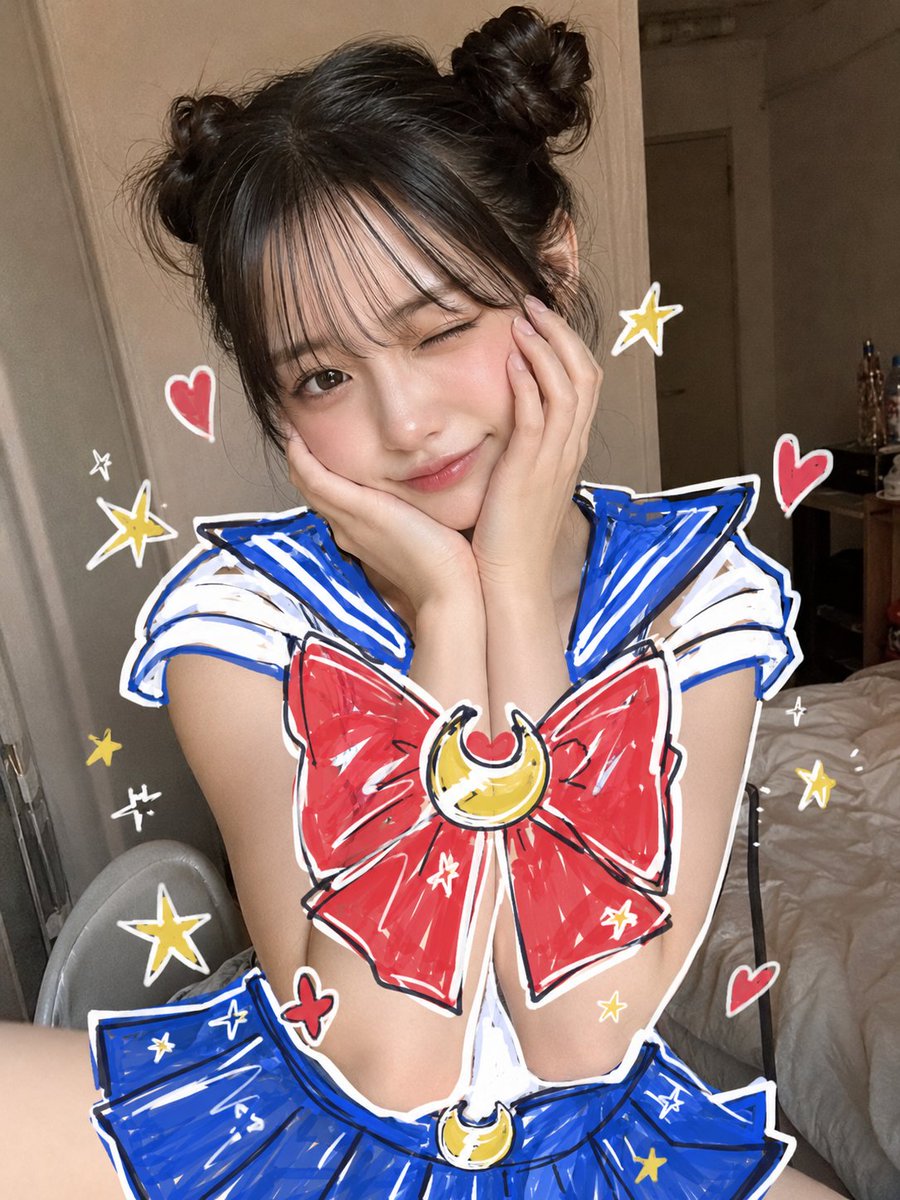 Sailor Moon Doodle Selfie AI image template preview