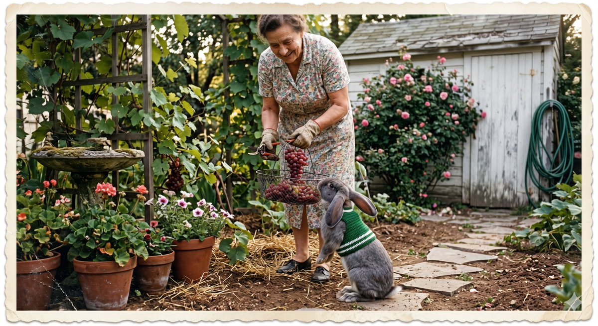 Vintage Gardener and Sweater Rabbit AI image template preview