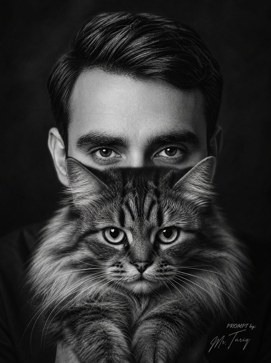 Censored Man Holding Cat Portrait AI image template preview