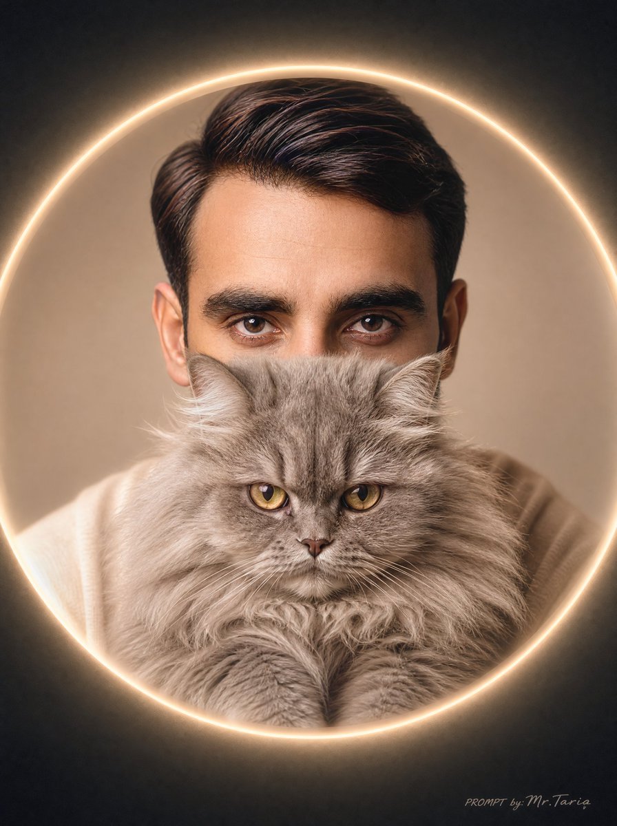 Glowing Cat Profile Portrait AI image template preview