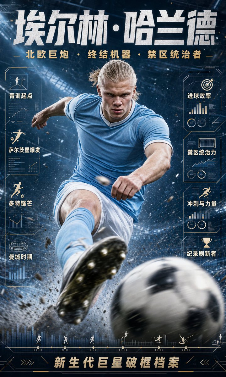 Haaland Futuristic Football Poster AI image template preview