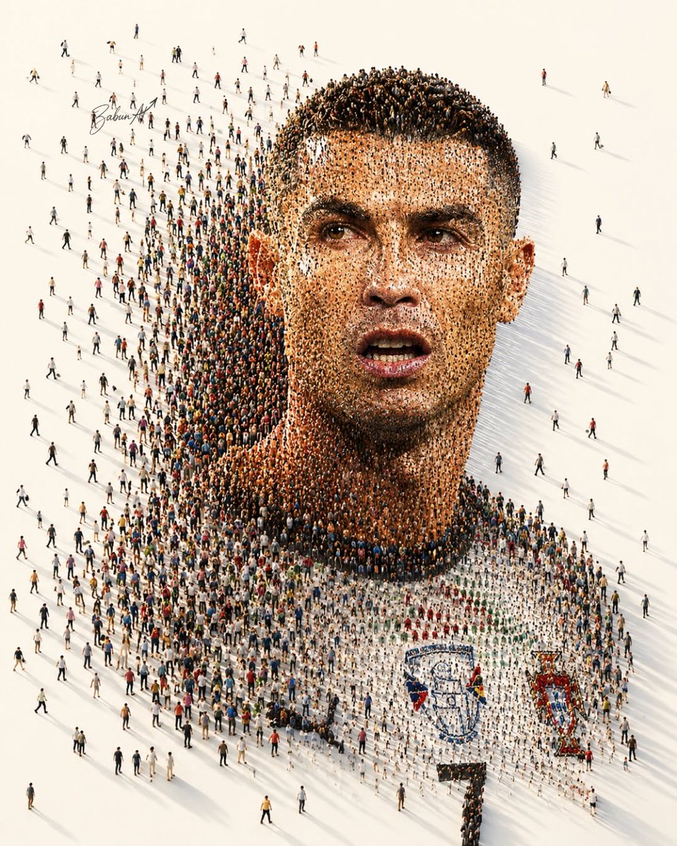 Human Crowd Mosaic Portrait AI image template preview