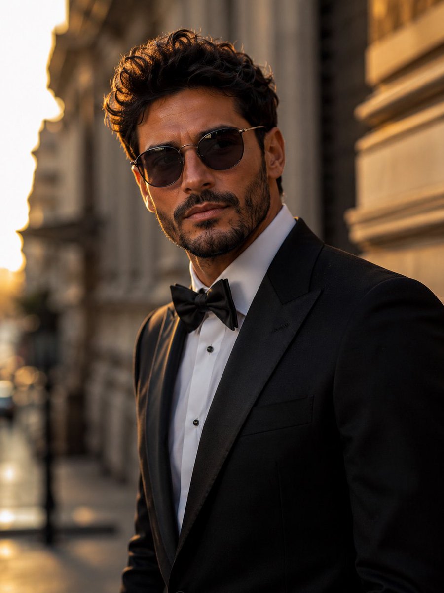 Tuxedo European Street Portrait AI image template preview