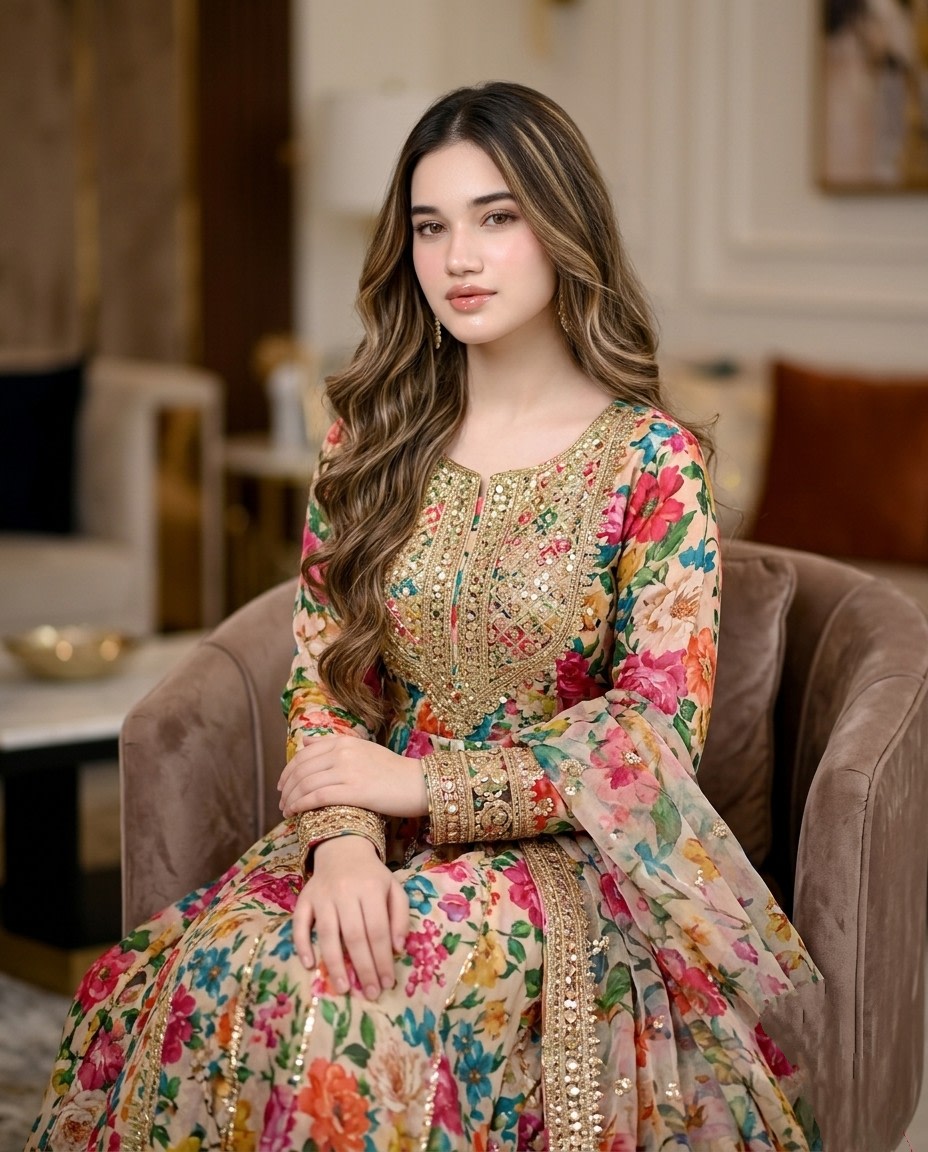 Pakistani Designer Fashion Portrait AI image template preview