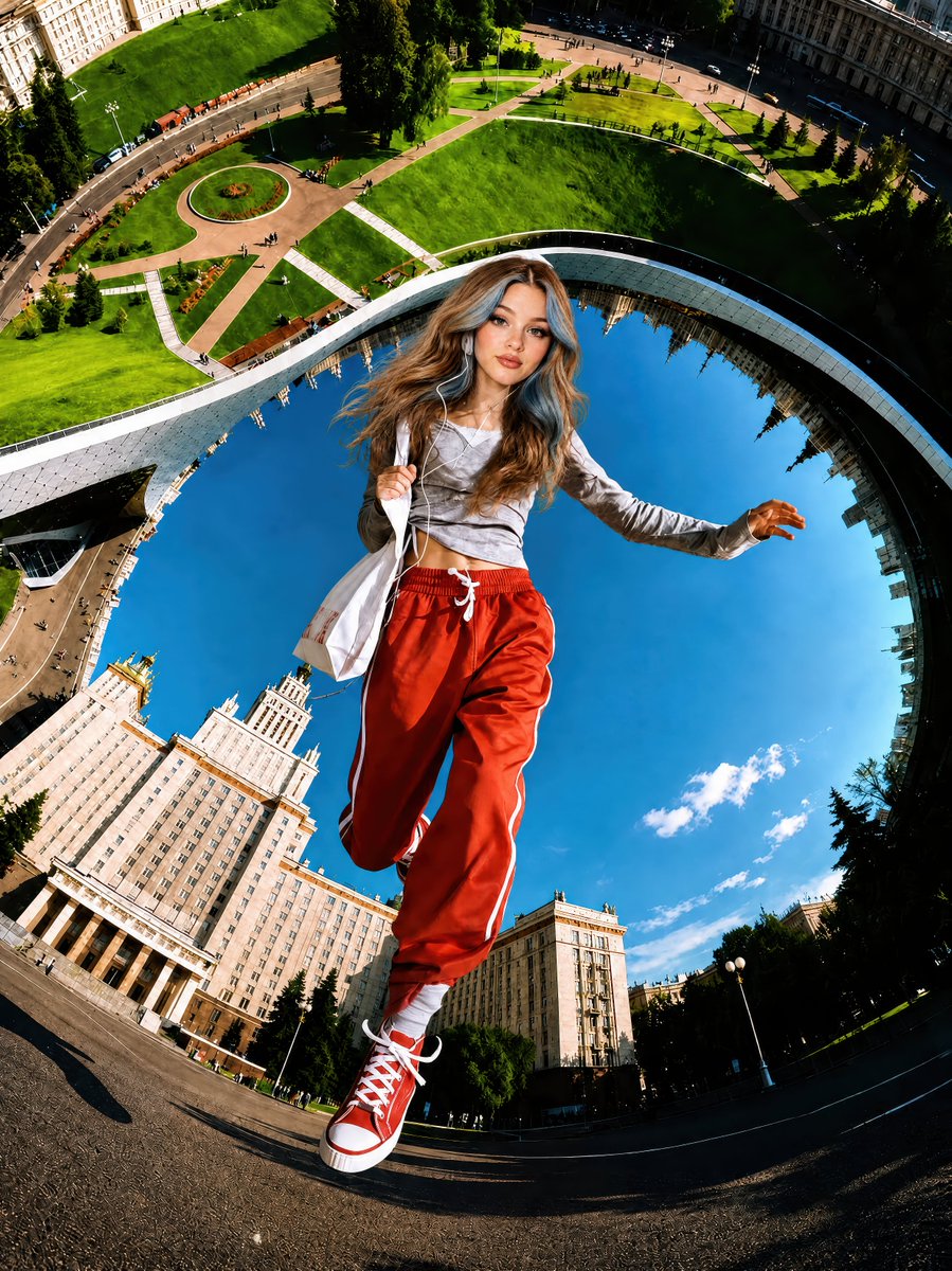 Surreal Fisheye Stadium Portrait AI image template preview