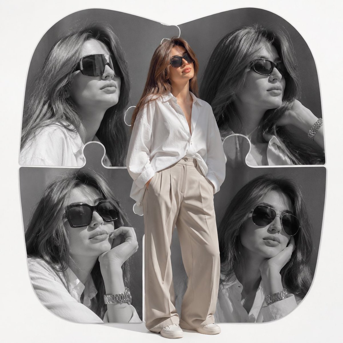 High-End Fashion Editorial Collage AI image template preview