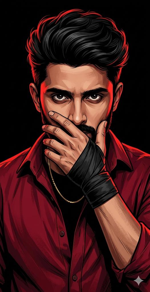 Dramatic Red Rim Lighting Portrait AI image template preview