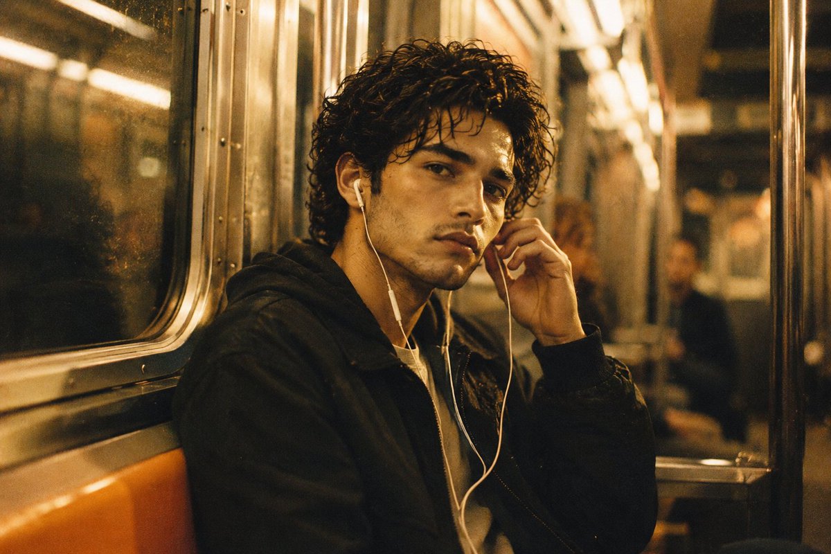 Nostalgic 90s Subway Film Portrait AI image template preview