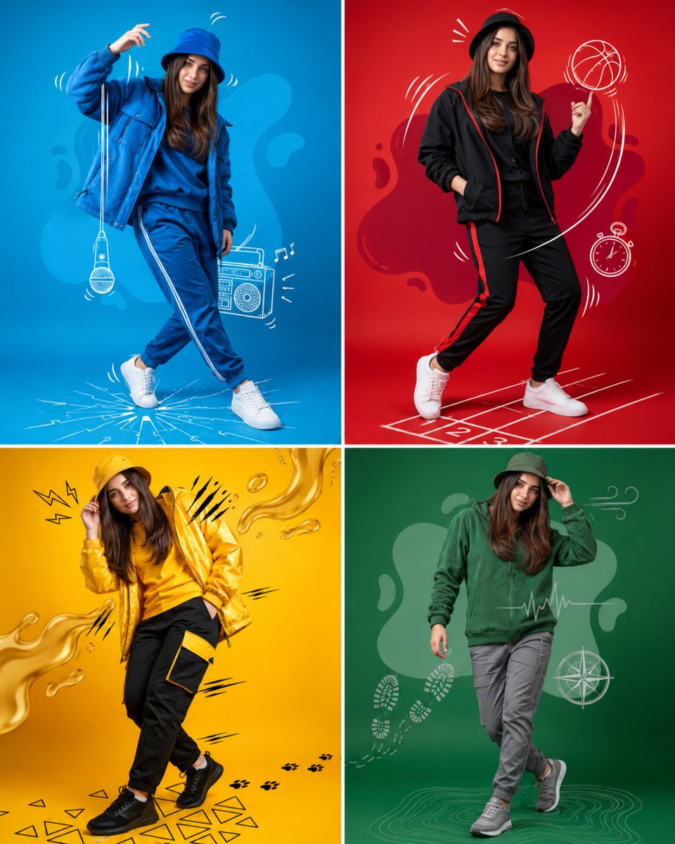 Fashion Color Theme Advertising Grid AI image template preview