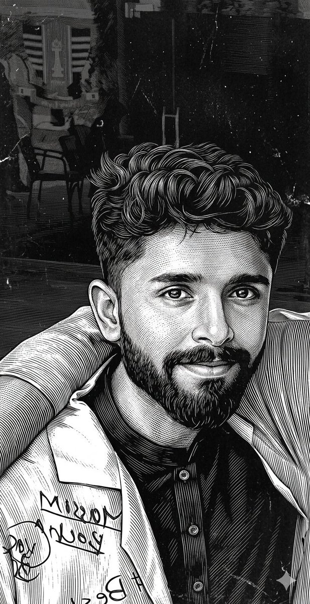 Scratchboard Engraving Portrait Transformation AI image template preview